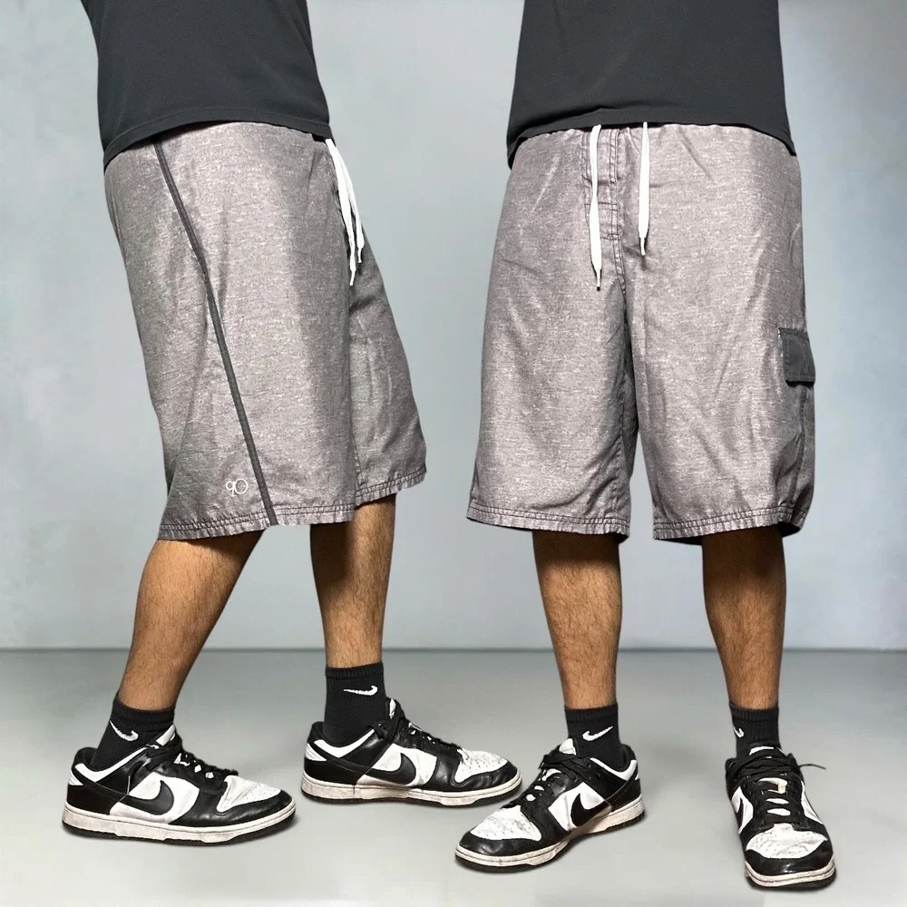 OP Ocean Pacific Grey Heathered Board Shorts Skater Baggy‎ Y2K Mens Size Medium